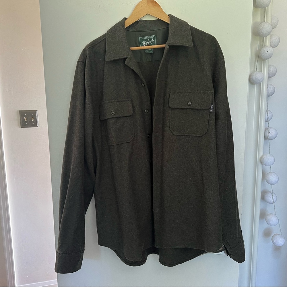 Woolrich army green men’s wool shirt size large